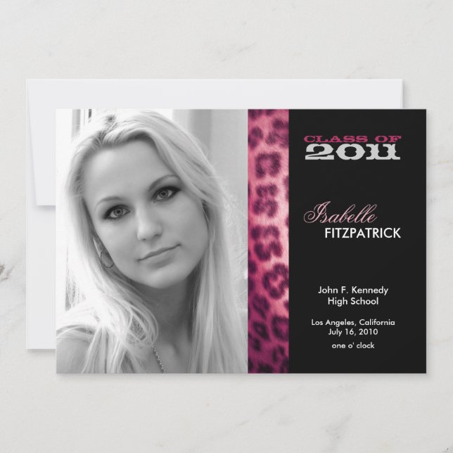 Vild Djurutskrift Leopard Studenten meddelande Inbjudningar (Framsida)