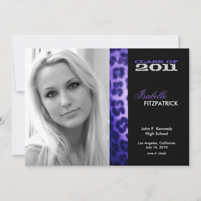 Vild Djurutskrift Leopard Studenten meddelande Inbjudningar (Framsida)