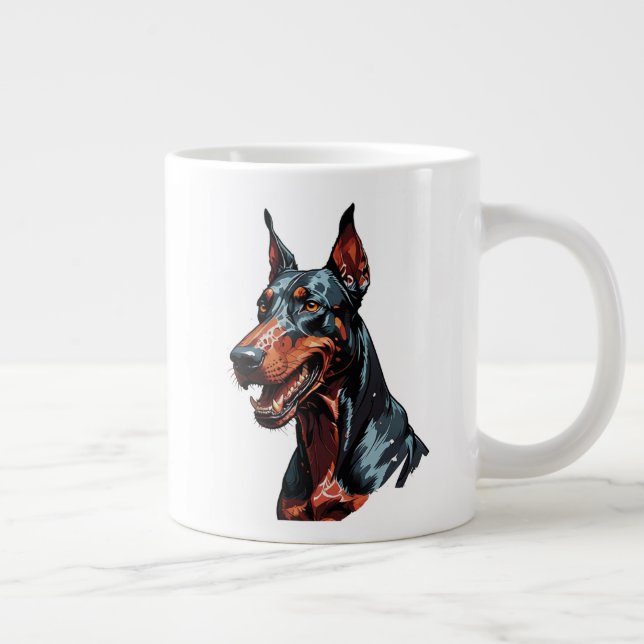 Vild Doberman Porträtt Aggressiv Hund present Jumbo Mugg (Höger)