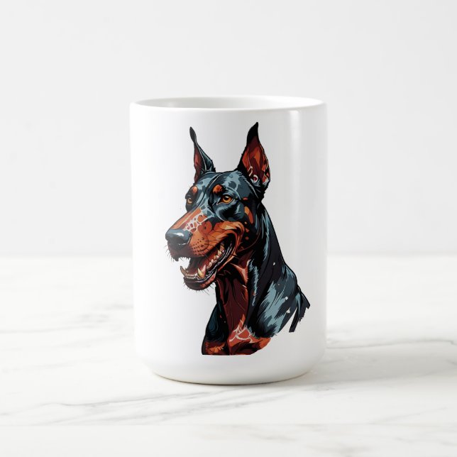 Vild Doberman Porträtt Aggressiv Hund present Kaffemugg (Center)