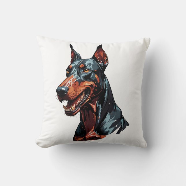 Vild Doberman Porträtt Aggressiv Hund present Kudde (Framsida)