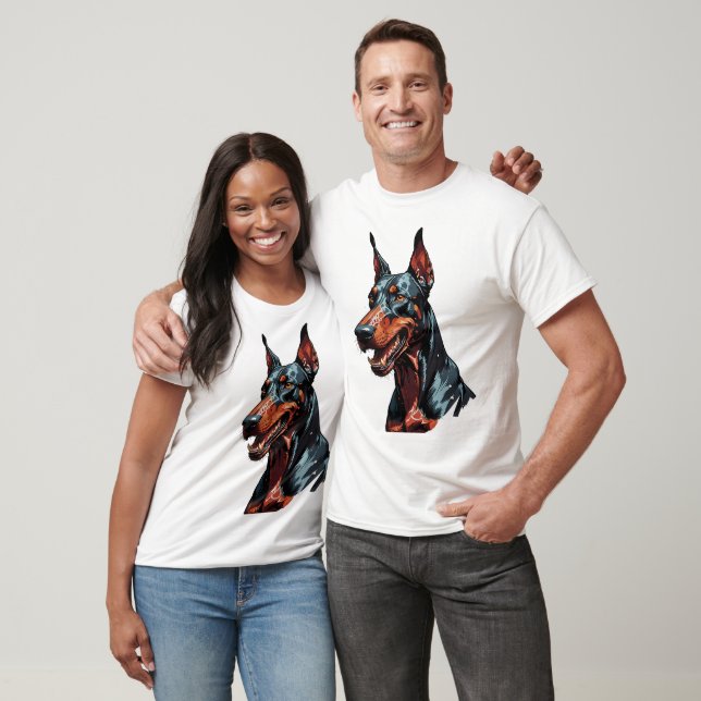 Vild Doberman Porträtt Aggressiv Hund present T Shirt (Unisex)