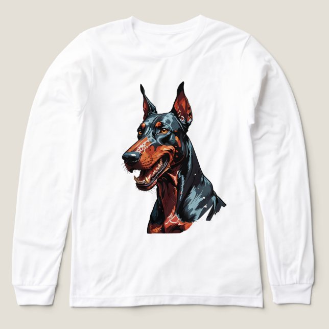 Vild Doberman Porträtt Aggressiv Hund present T Shirt (Design framsida)