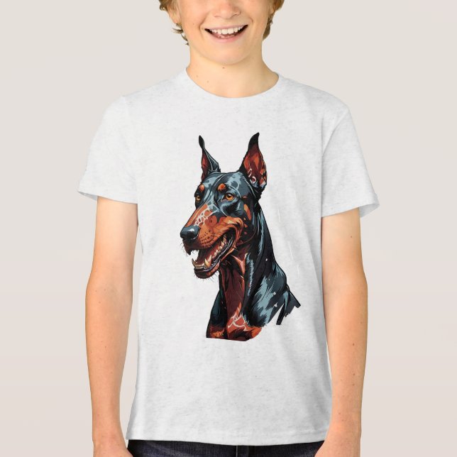 Vild Doberman Porträtt Aggressiv Hund present T Shirt (Framsida)