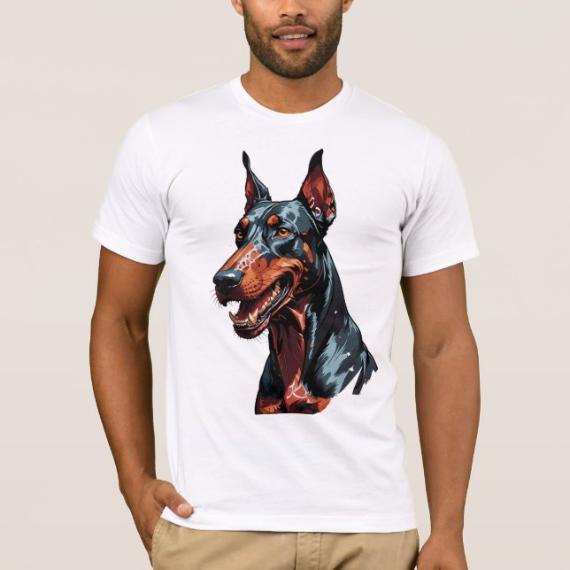 Vild Doberman Porträtt Aggressiv Hund present T Shirt (Framsida)