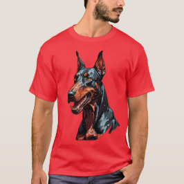 Vild Doberman Porträtt Aggressiv Hund present T Shirt