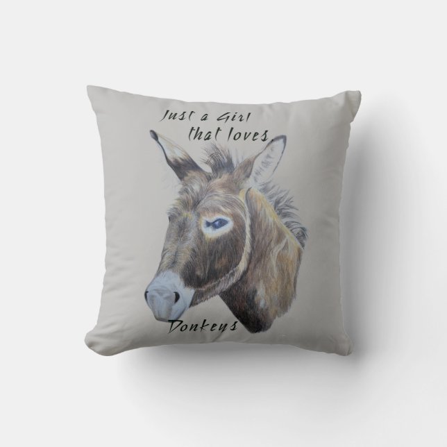 Vild Donkey Art Bara en flicka som Kärlek Donkey  Kudde (Framsida)