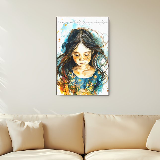 Vild Dotter Canvastryck (Savage Daughter, watercolor, canvas print)