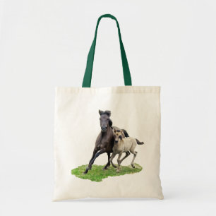 Vild Dulmen Horse Mare Cute Foal Gallop - bomull Tygkasse