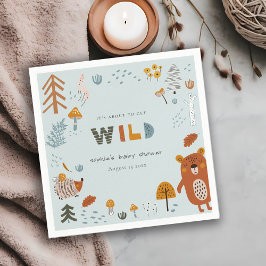 Vild Dusky Blue Woodland Animals Baby Shower Pappersservett