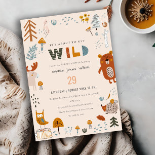 Vild Dusky Woodland Animals Baby Shower Inbjudningar