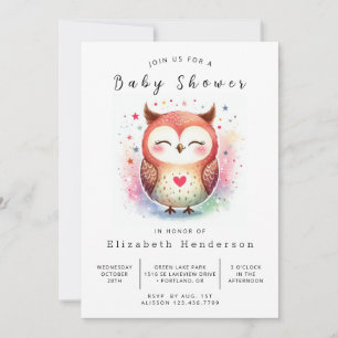 Vild Editable Uggla Baby Shower Inbjudningar