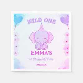 Vild Elefant Söt 1-årsdag Pappersservett