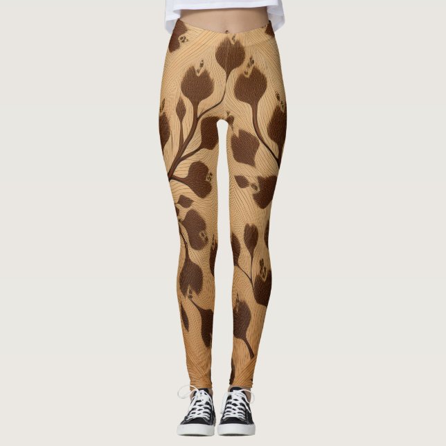 Vild Elegance: Brun djurtryckfärg Leggings (Framsida)