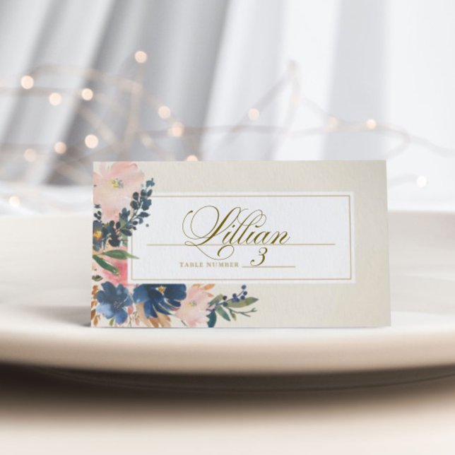 Vild Elegance |  flottan och Guld Bröllop Placeringskort (Skapare uppladdad)
