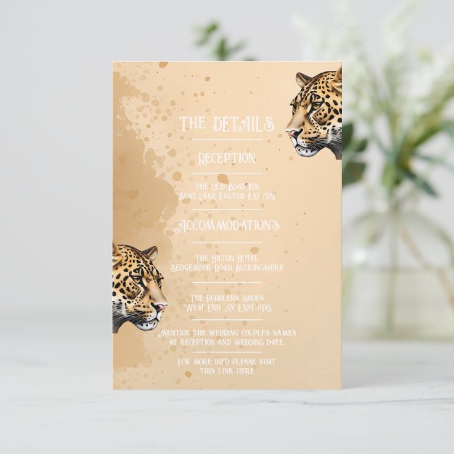 Vild Elegance: Leopardinbjudan Tilläggskort (Stående Fram)