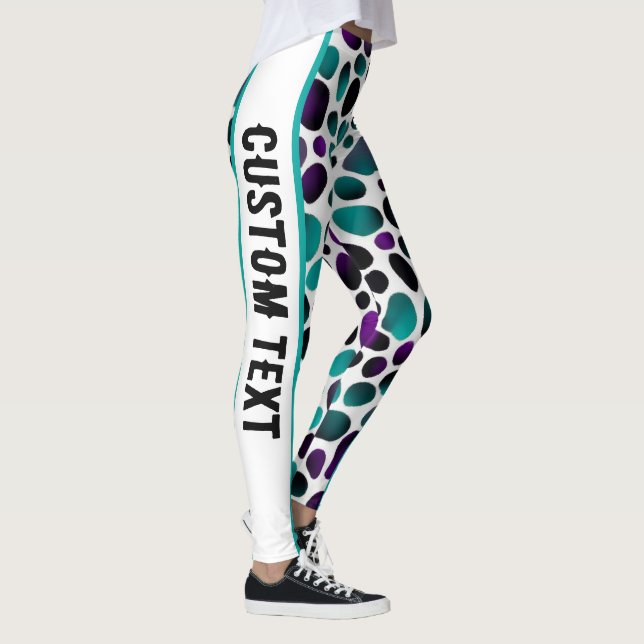 Vild Elegance Teal, Lila and Black Animal Print Leggings (Höger)