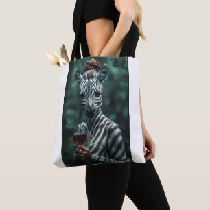 "Vild Elegance: Zebra med Vin-glaset" Tygkasse