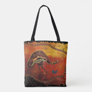 Vild Emu Aboriginal Tote Bag Tygkasse