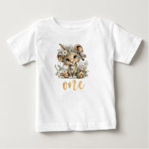 Vild en 1-års födelsedag Boho Lejon Baby T-Shirt