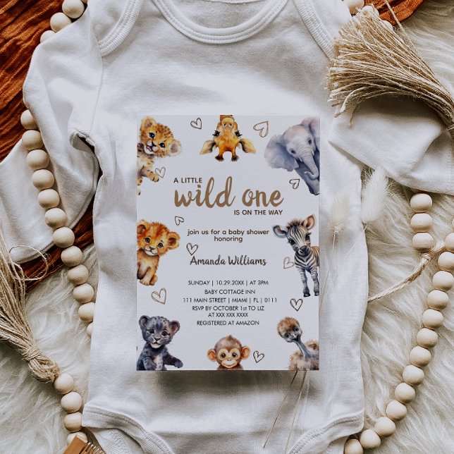 Vild en animals modern enkel baby pojke shower inbjudningar (Skapare uppladdad)