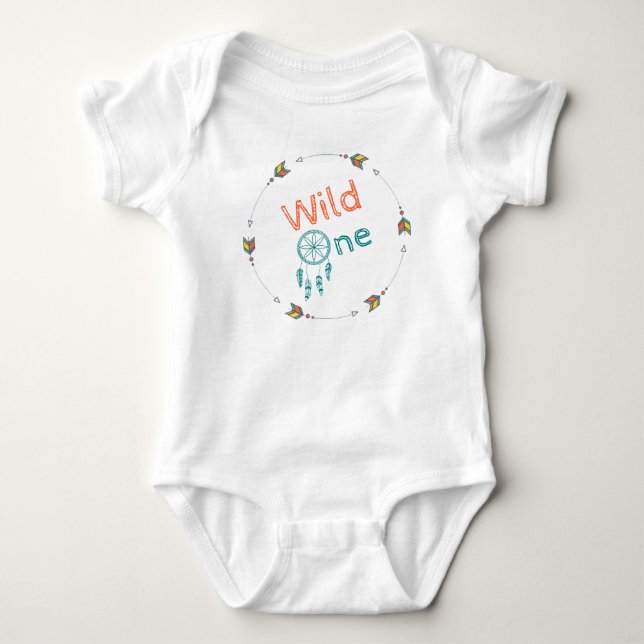 Vild En Baby Birthday Tribal Boho Dreamcatcher T-shirt (Framsida)