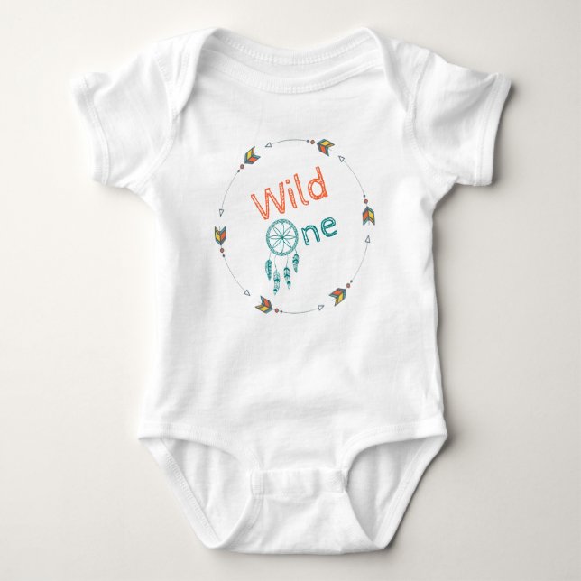Vild En Baby Birthday Tribal Boho Dreamcatcher Tee (Framsida)
