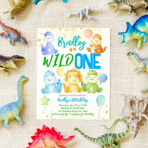 Vild en baby-dinosauriefödelsebudget inbjudan