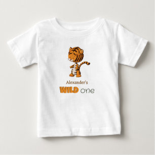 Vild en bebis tiger safari första födelsedag t shirt
