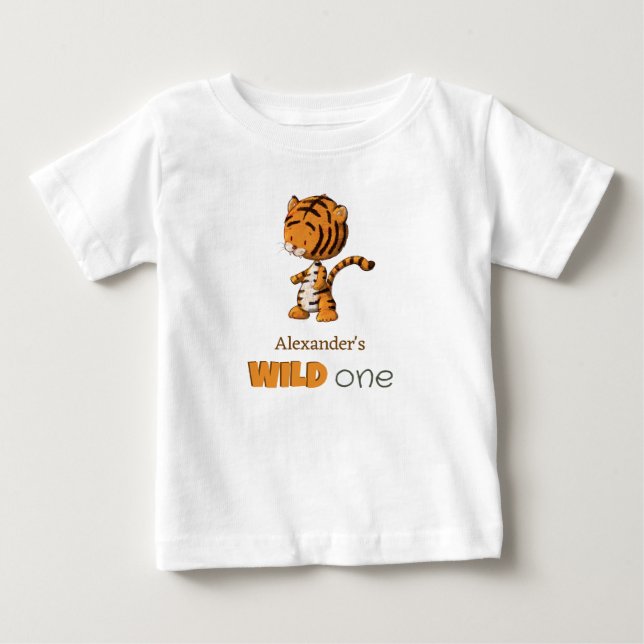Vild en bebis tiger safari första födelsedag t shirt (Framsida)