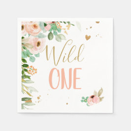 Vild En Birthday Girl Blommigt Flowers Rosa Guld Pappersservett