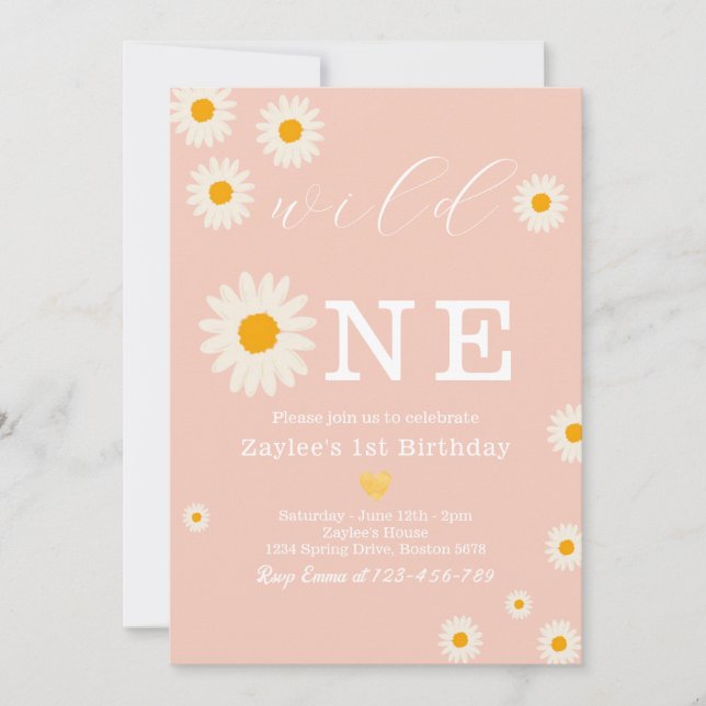 Vild En Daisy Boho Birthday Bash | Första födelsed Inbjudningar (Framsida)