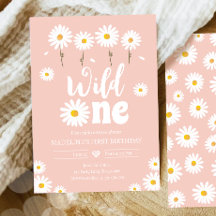 Vild En Daisy Boho Retro Rosa Girl Girl First Birt