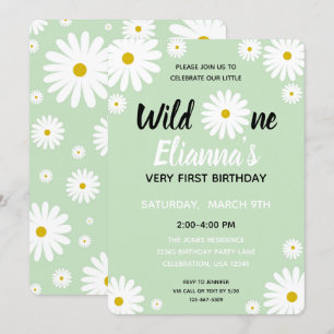 Vild EN Daisy Flower Girl Birthday Inbjudningar