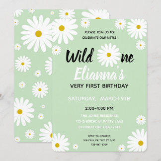 Vild EN Daisy Flower Girl Birthday Inbjudningar