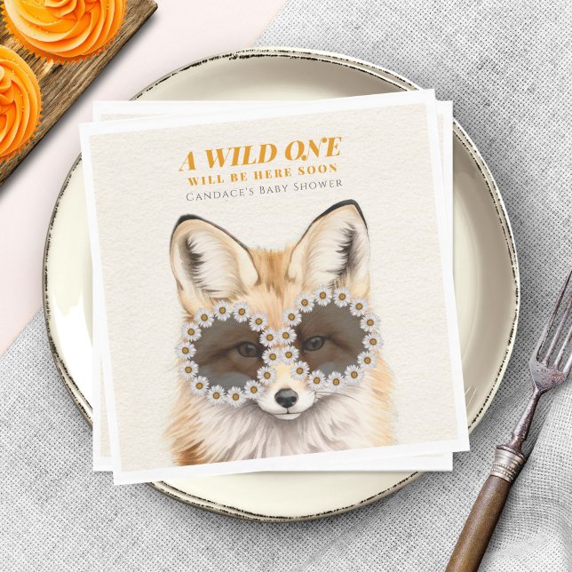 Vild En Daisy Fox Baby Shower Pappersservett (Skapare uppladdad)