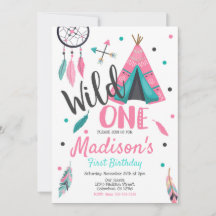 Vild En Dreamcatcher Teepee Birthday-inbjudan