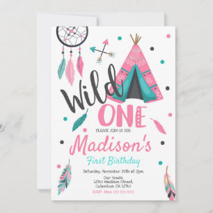 Vild En Dreamcatcher Teepee Birthday-inbjudan Inbjudningar