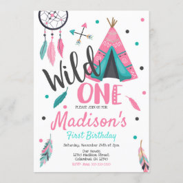 Vild En Dreamcatcher Teepee Birthday-inbjudan Inbjudningar