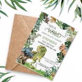 Vild En födelsedag Dinosaur Raptor Tyrannosaurs Inbjudningar