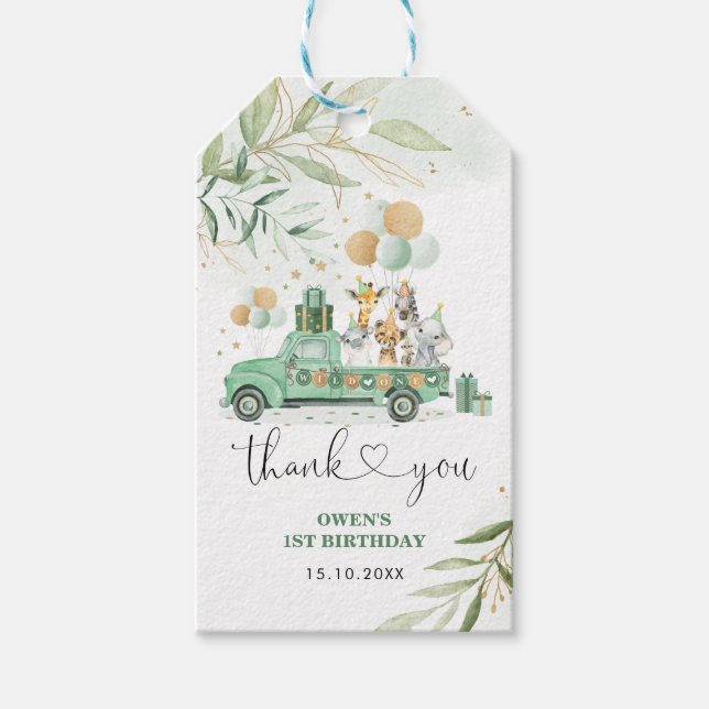 Vild En födelsedag Grey Guld Party Parad Presentetikett (Framsidan)