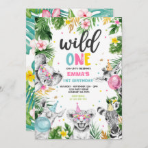 Vild En födelsedag Guld Safari Jungle Animals Part