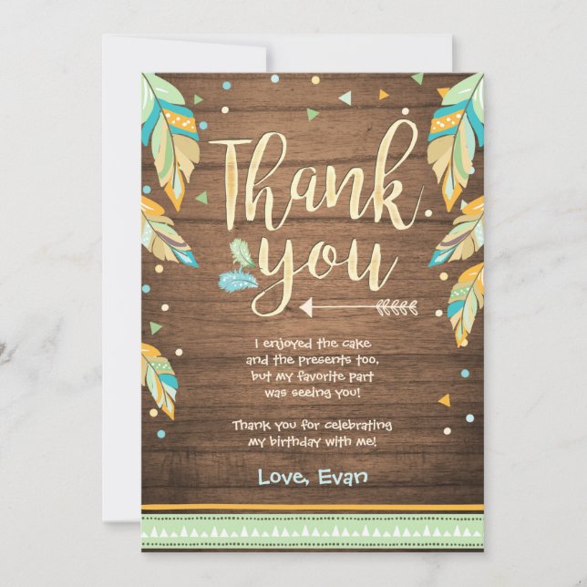 Vild En födelsedag Tack för att du kort Blue grönt (Framsida)