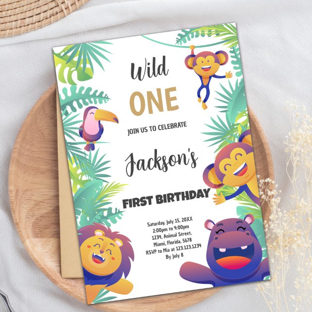 Vild en födelsedagarinbjudan inbjudningar (Wild One Birthday Invitations)