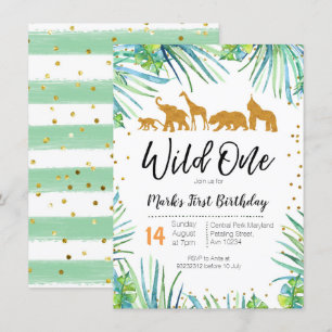 Vild En födelsedagars inbjudan till jungle Animals