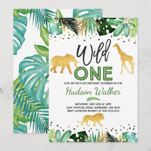 Vild En födelsedagars inbjudan till jungle Animals