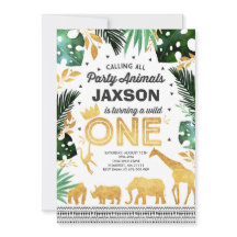 Vild En födelsedagars inbjudan till jungle Animals