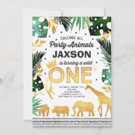 Vild En födelsedagars inbjudan till jungle Animals