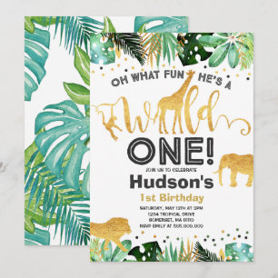 Vild En födelsedagars inbjudan till jungle Animals