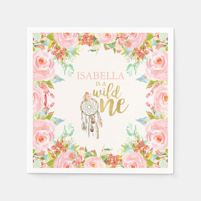 Vild En Födelsedagsfest Napkin Boho Dreamcatcher Pappersservett (Framsidan)